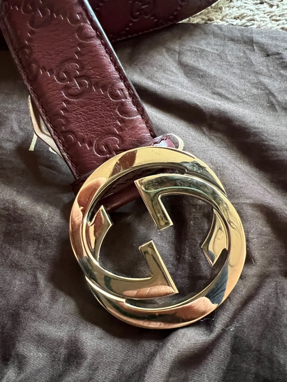 Gucci Burgundy Leather Belt with Double G Buckle - Picture 8 of 8